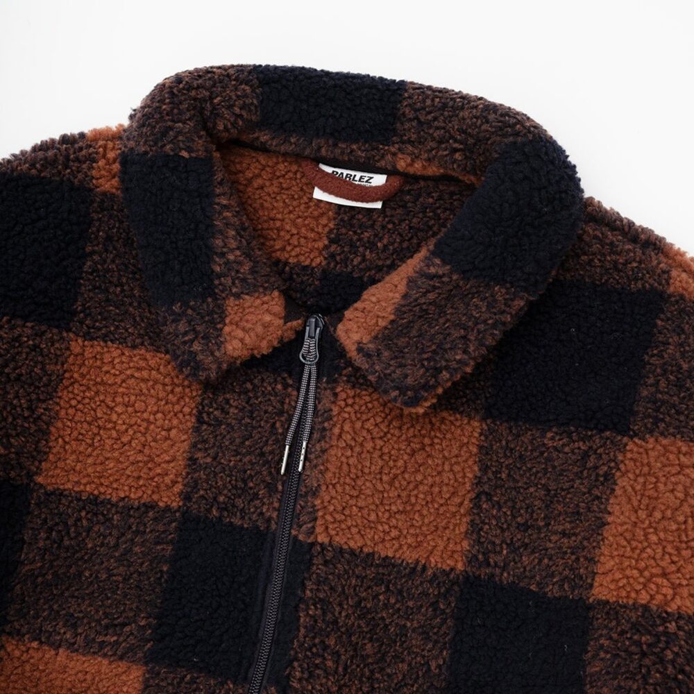 Parlez Province Check Sherpa Jacket - Walnut