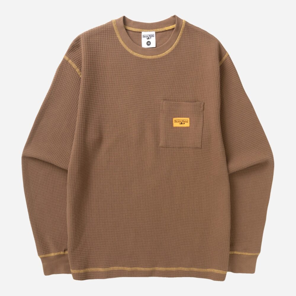 Service Works Waffle Contrast Thermal LS Tee - Brown/Yellow Service Works Waffle Contrast Thermal LS Tee - Brown/Yellow
