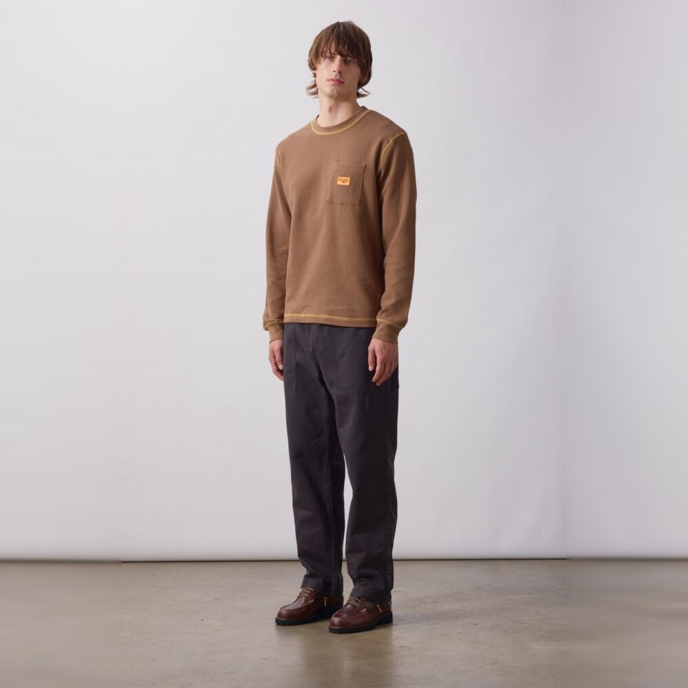Service Works Waffle Contrast Thermal LS Tee - Brown/Yellow Service Works Waffle Contrast Thermal LS Tee - Brown/Yellow