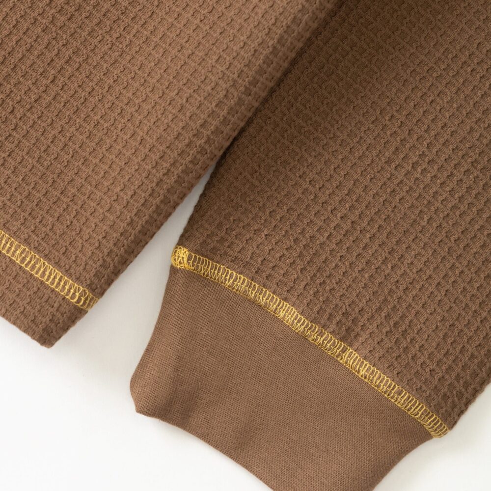 Service Works Waffle Contrast Thermal LS Tee - Brown/Yellow