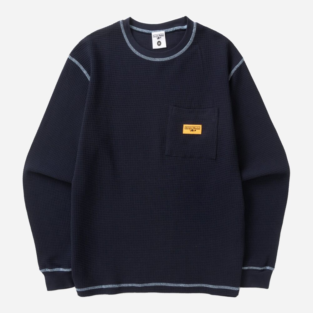 Service Works Waffle Contrast Thermal LS Tee - Navy/Blue Service Works Waffle Contrast Thermal LS Tee - Navy/Blue