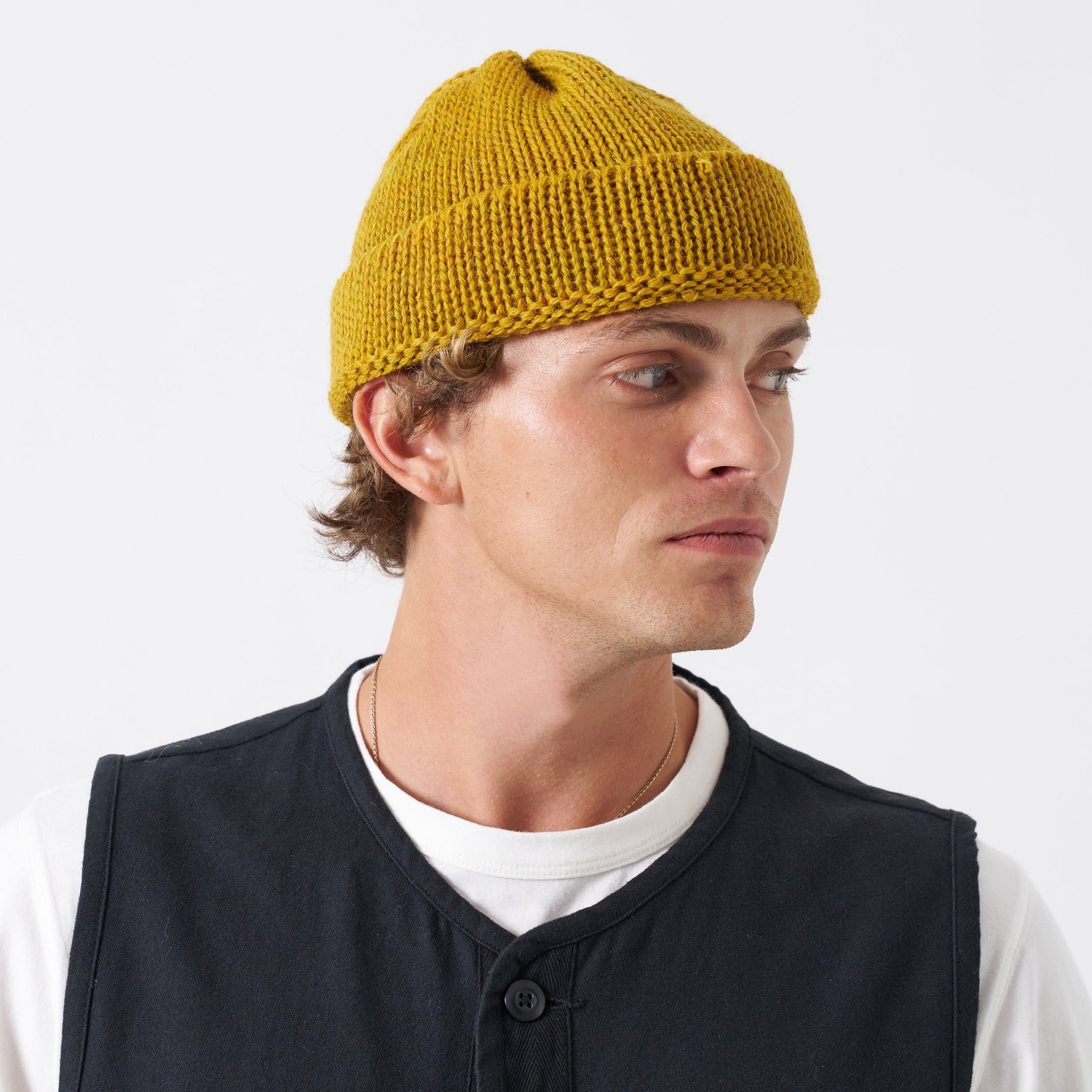 Universal Works Short Watch Cap - Mustard