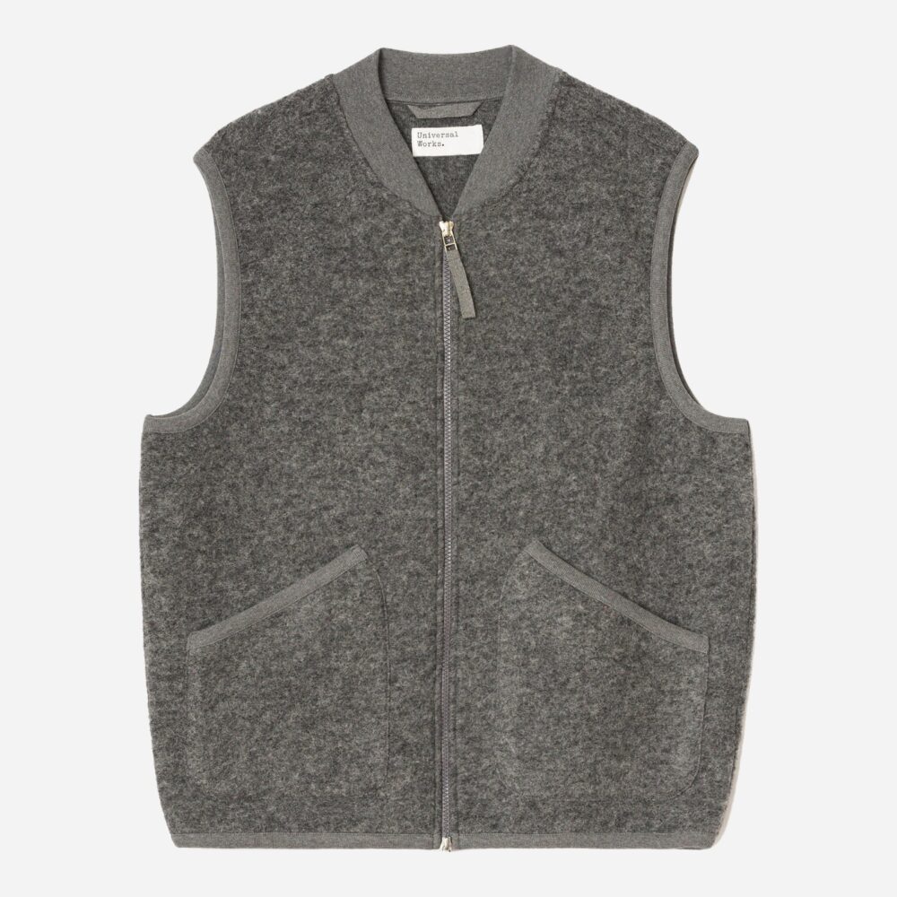 Universal Works Zip Waistcoat - Grey Marl Universal Works Zip Waistcoat - Grey Marl