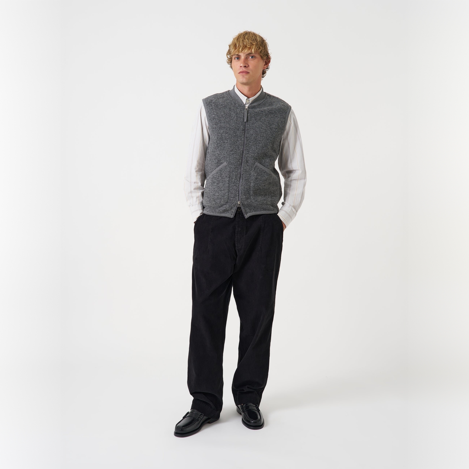 Universal Works Zip Waistcoat - Grey Marl
