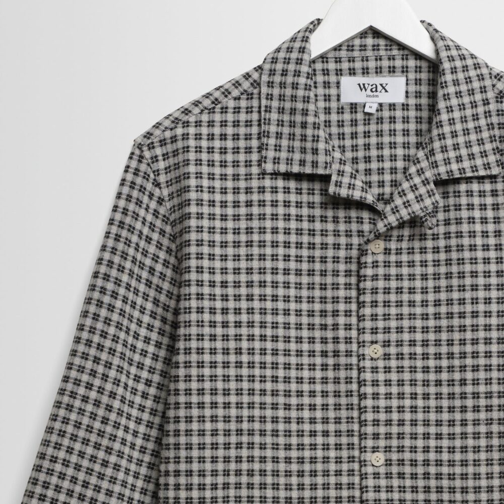 Wax London Corey Longsleeve Shirt - Black/Ecru