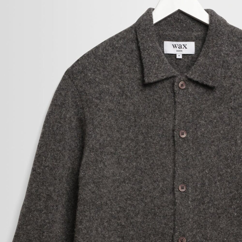Wax London Tristan Longsleeve Knitted Polo - Charcoal