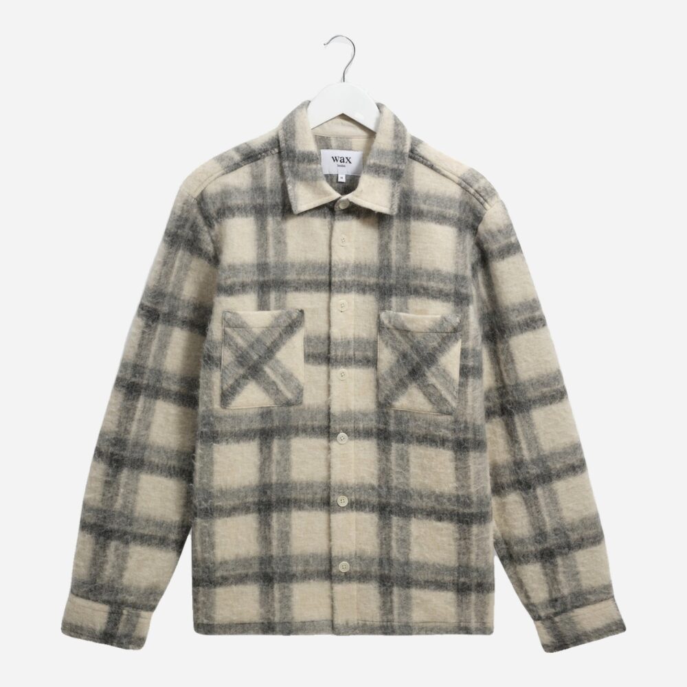 Wax London Whiting Overshirt - Ecru/Grey