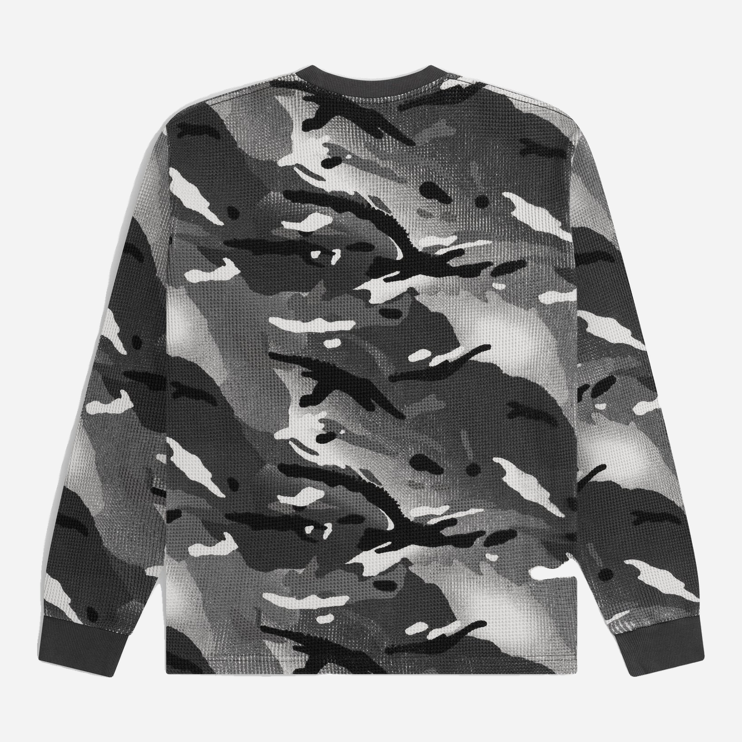 Patta Ghost Spray Camo Waffle Longsleeve Tee - Jet Black