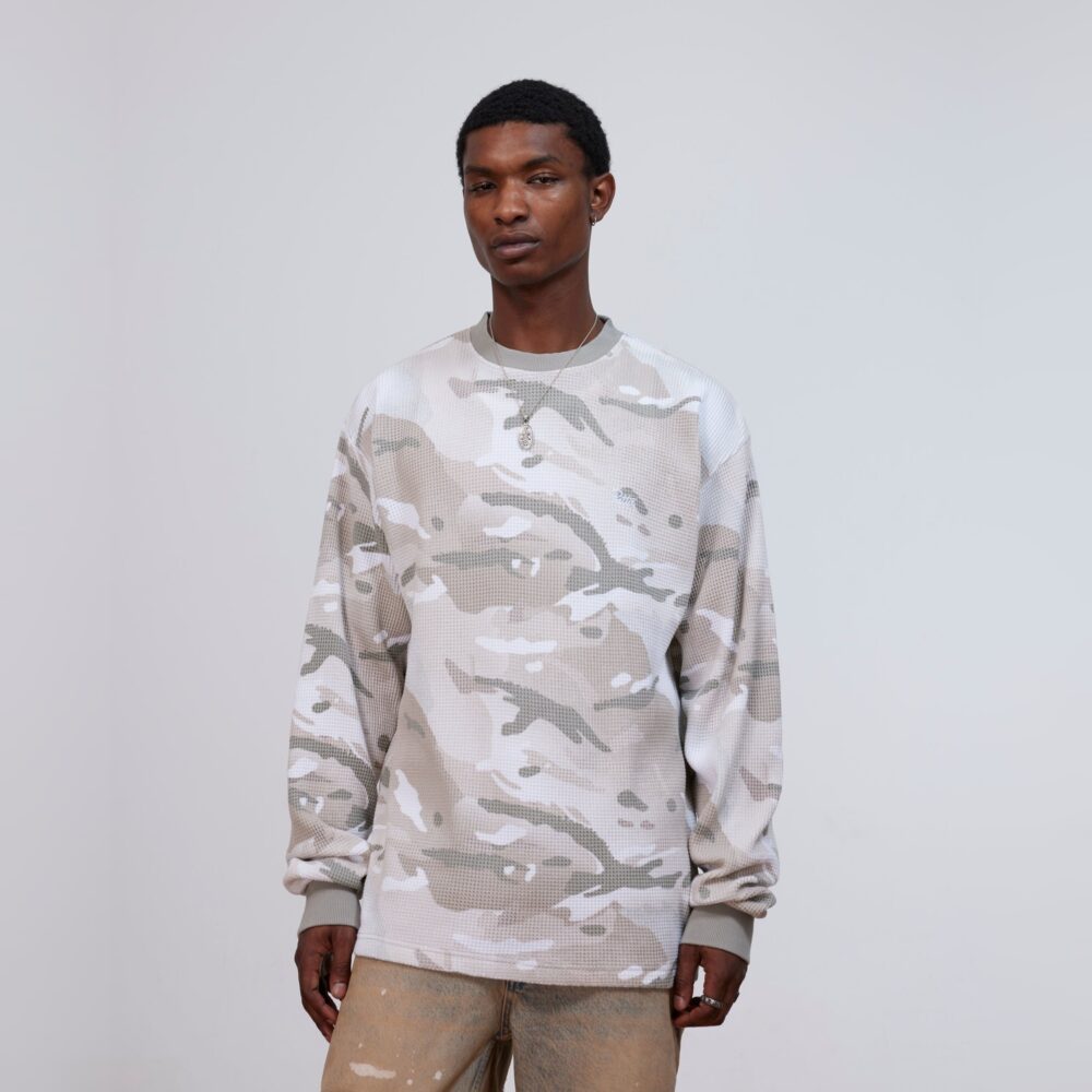 Patta Ghost Spray Camo Waffle Longsleeve Tee - Pussywillow Grey Patta Ghost Spray Camo Waffle Longsleeve Tee - Pussywillow Grey