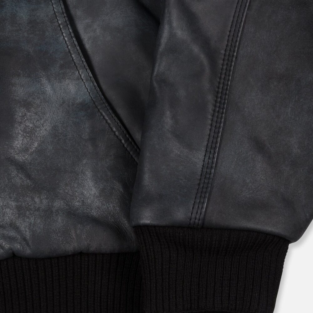 Patta Leather Hooded Bomber Jacket - Black