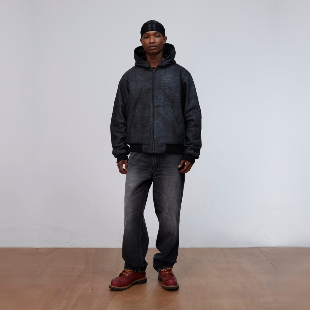 Patta Leather Hooded Bomber Jacket - Black Patta Leather Hooded Bomber Jacket - Black