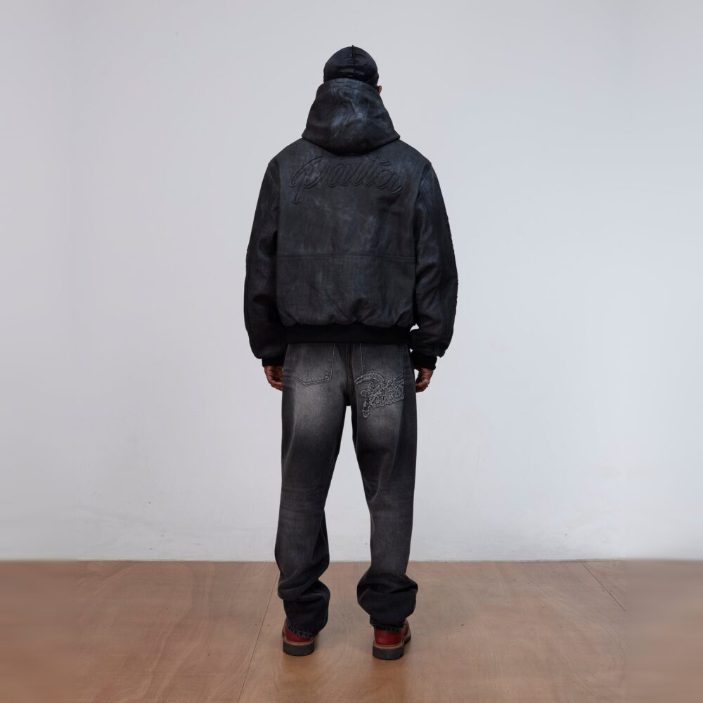 Patta Leather Hooded Bomber Jacket - Black