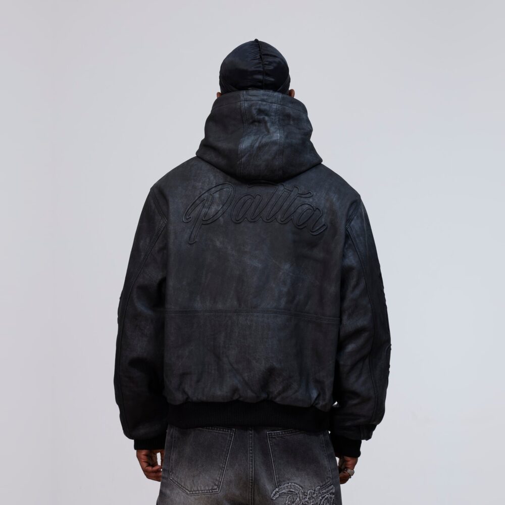 Patta Leather Hooded Bomber Jacket - Black