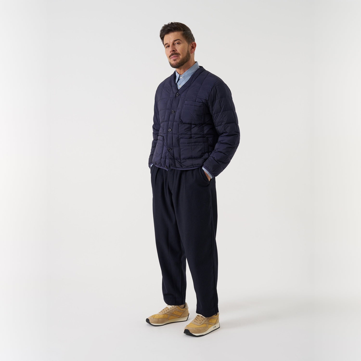 Universal Works x Taion Down Cardigan - Navy