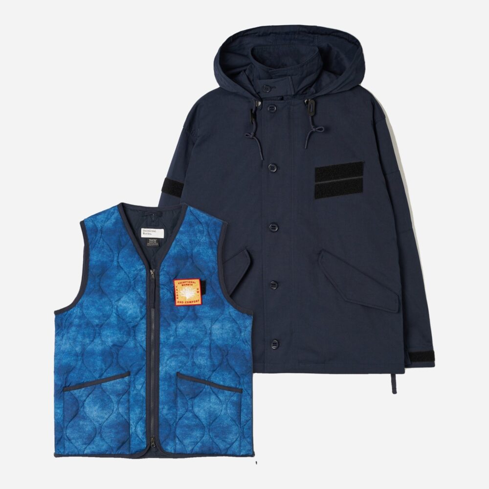 Universal Works x Taion Down Cr Raf Jacket - Navy/Cloud Camo
