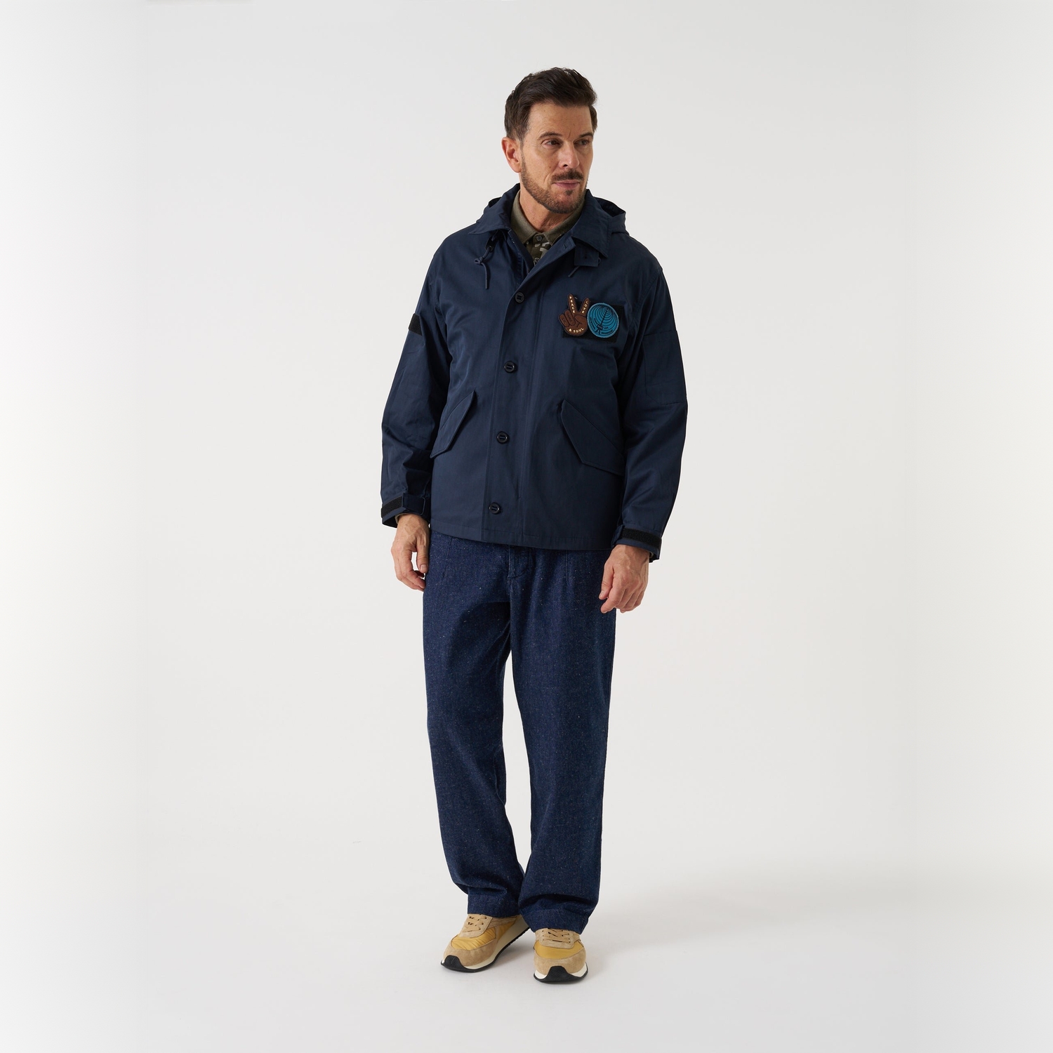 Universal Works x Taion Down Cr Raf Jacket - Navy/Cloud Camo