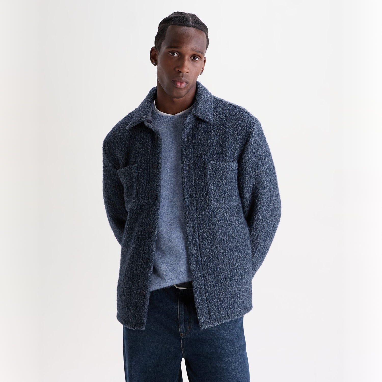 Wax London Mount Reversible Overshirt - Grey Blue