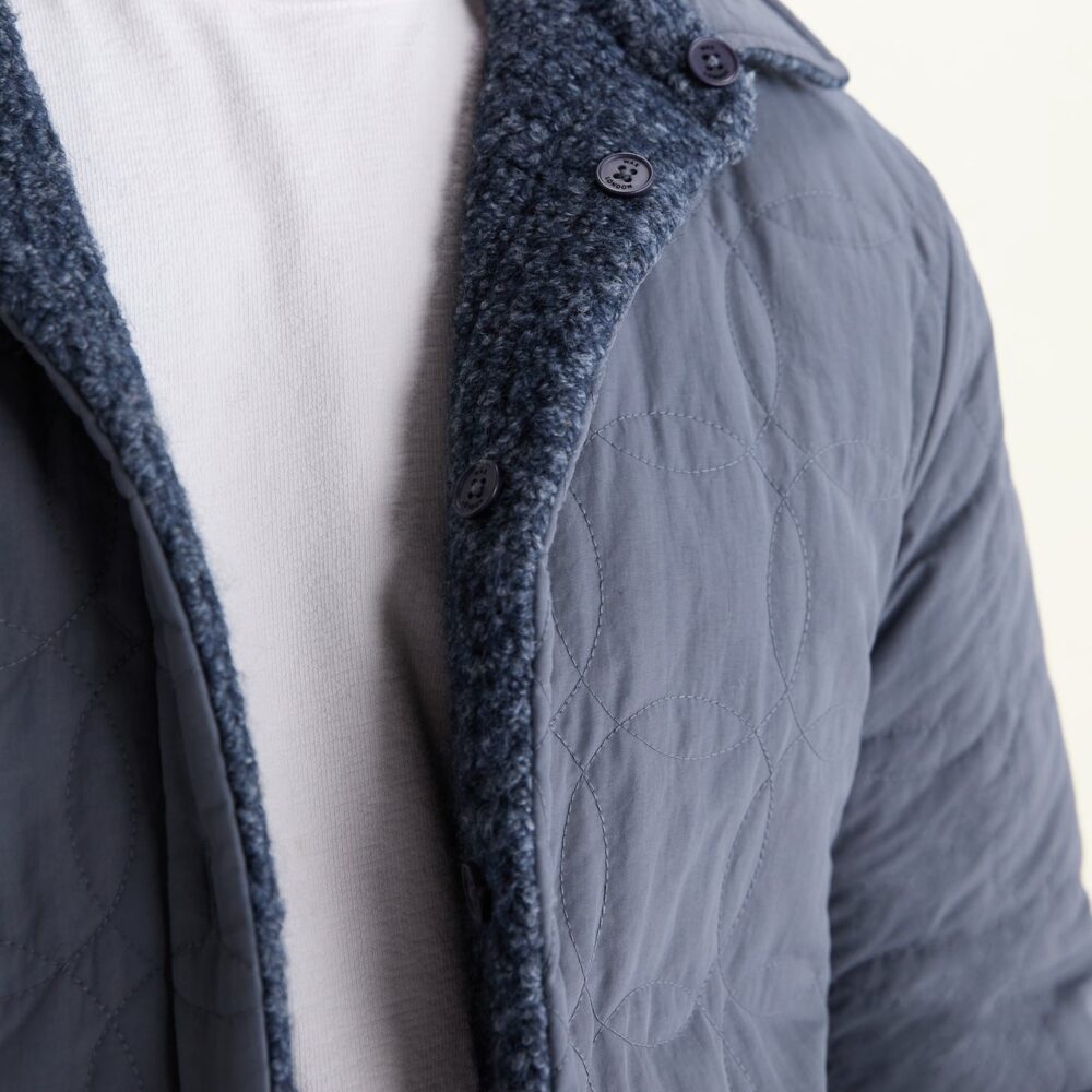 Wax London Mount Reversible Overshirt - Grey Blue Wax London Mount Reversible Overshirt - Grey Blue